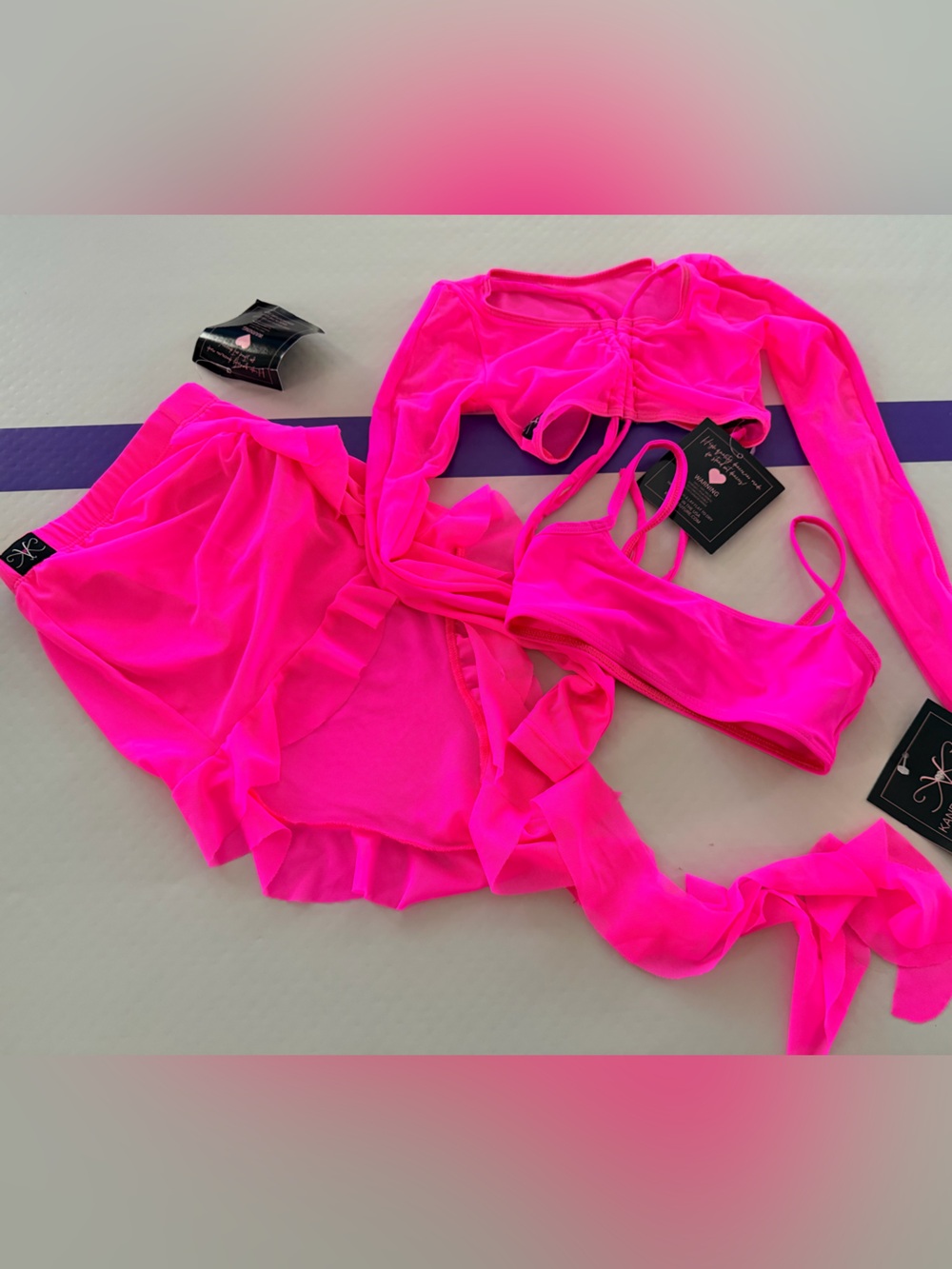 Kandi Kouture dance wear Kids Hot Pink Dancewear Set
